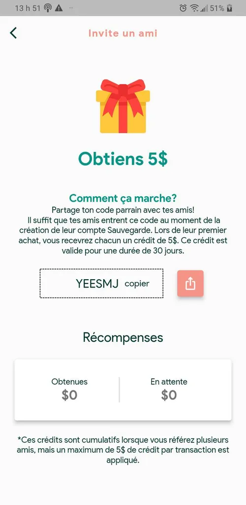 Free Food/Gratuit 5$ On Sauvegarde App photo 1