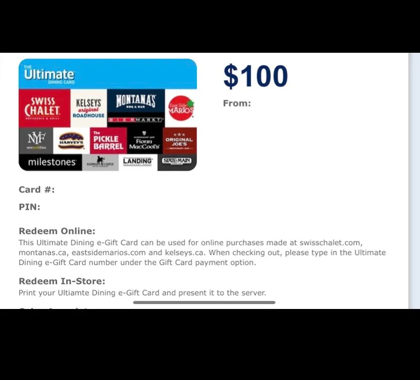 Digital Ultimate Dining Gift Card photo 1