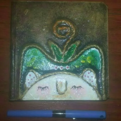 Artsy 3D Leather-Bound Notebook /Journal -- Brand New, One Of... photo 1