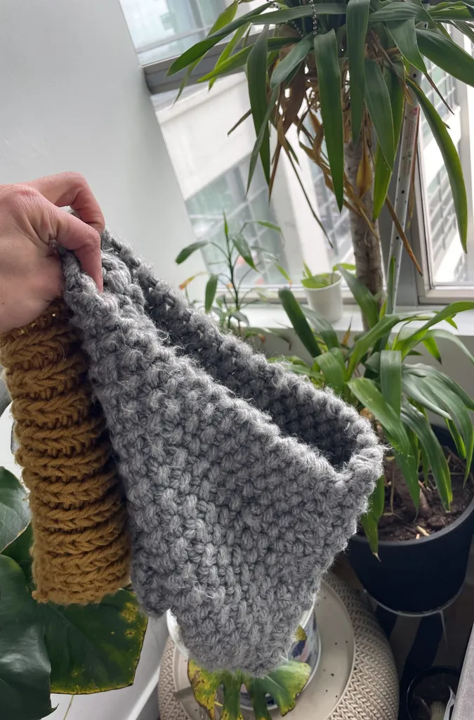 Knitted Neck Warmers (mustard Yellow + Grey) photo 1