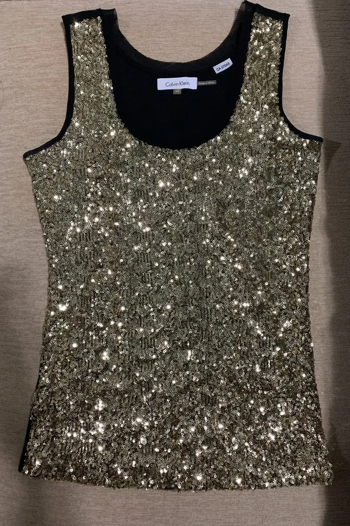BN Calvin Klein Gold Sequin Tank photo 1
