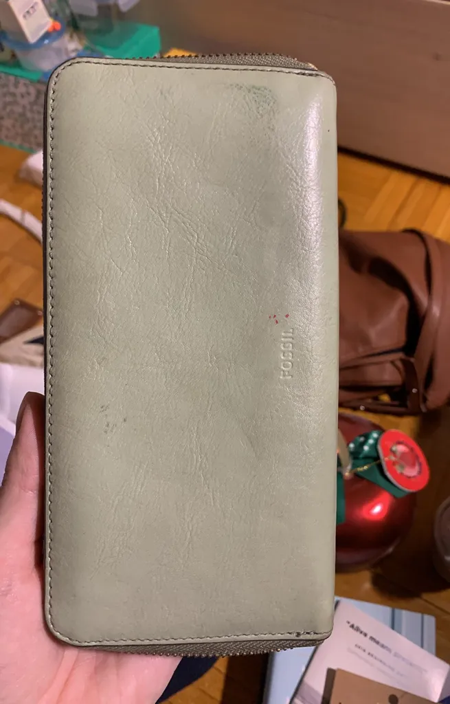 Mint Green Fossil Leather Wallet photo 1