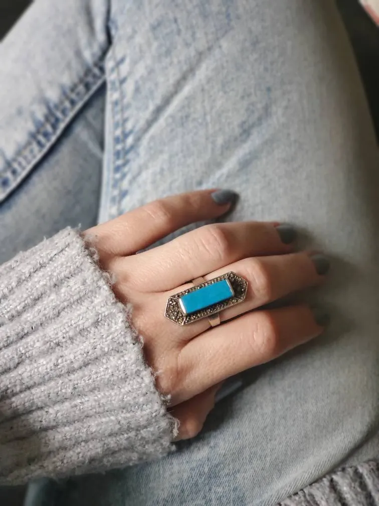 Silver Ring With Blue Stone photo 1