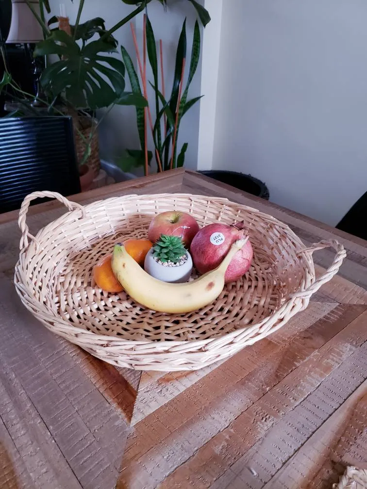 Untreated Natural Wicker Serving Tray photo 1