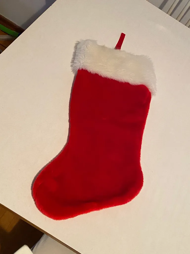 Red and white Santa Christmas stocking! Faux fur  furry Xmas ... photo 1