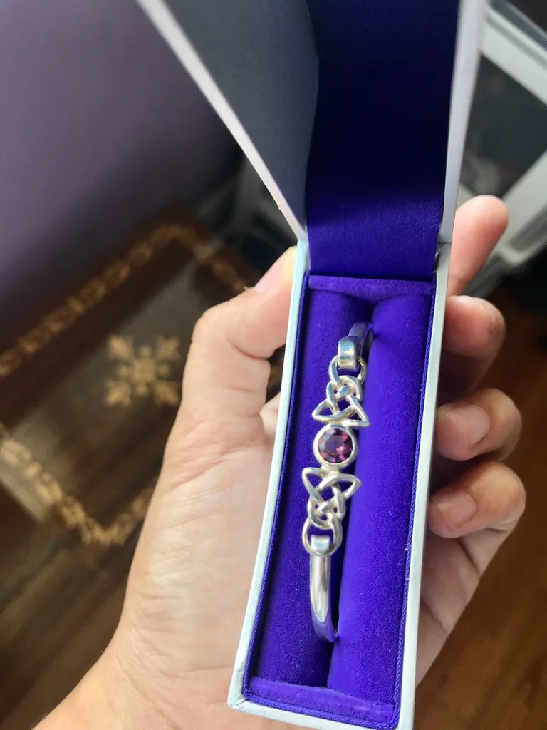 High End Designer 925 Silver Bracelet with Amethyst Stone photo 1