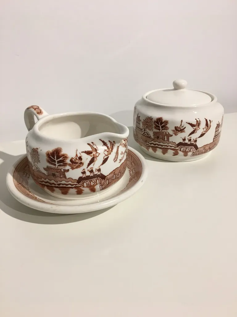 Vintage Buffalo China Creamer And Sugar Bowl photo 1