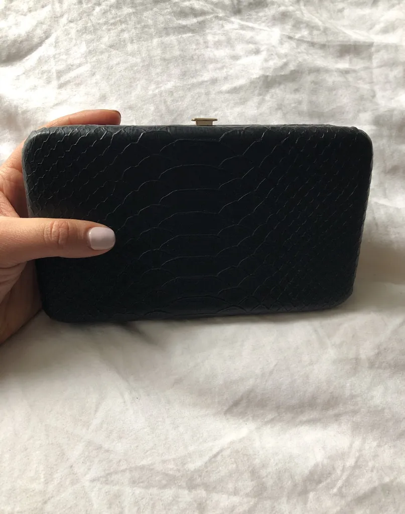 Black And Gold Faux Leather Alligator Wallet photo 1