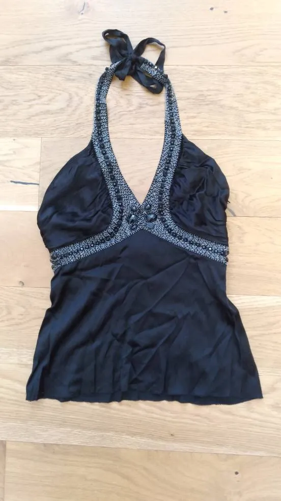 Marciano Black Silk Halter Blouse photo 1