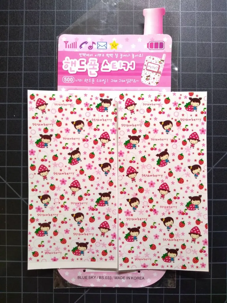 Vintage Korean Phone Decal Strawberry Girl — 2 Transparent St... photo 1