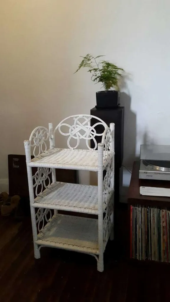 White Wicker Stand photo 1