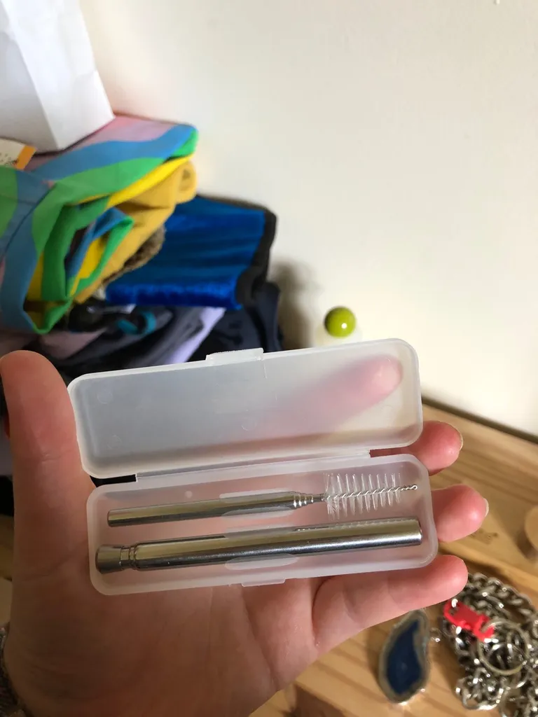 Reusable, expandable metal straw photo 1