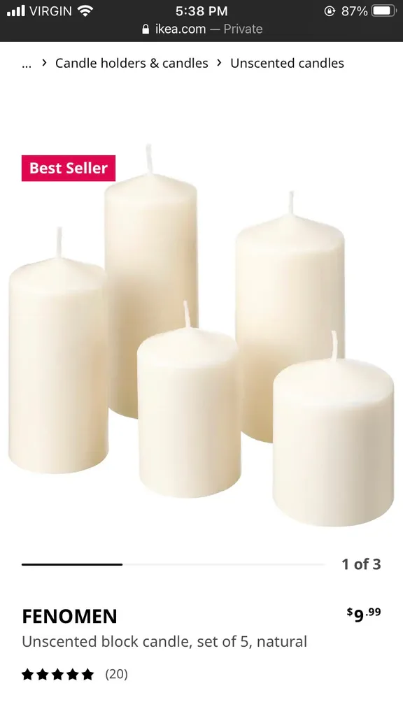 IKEA Fenomen Pillar Candles x2 photo 1