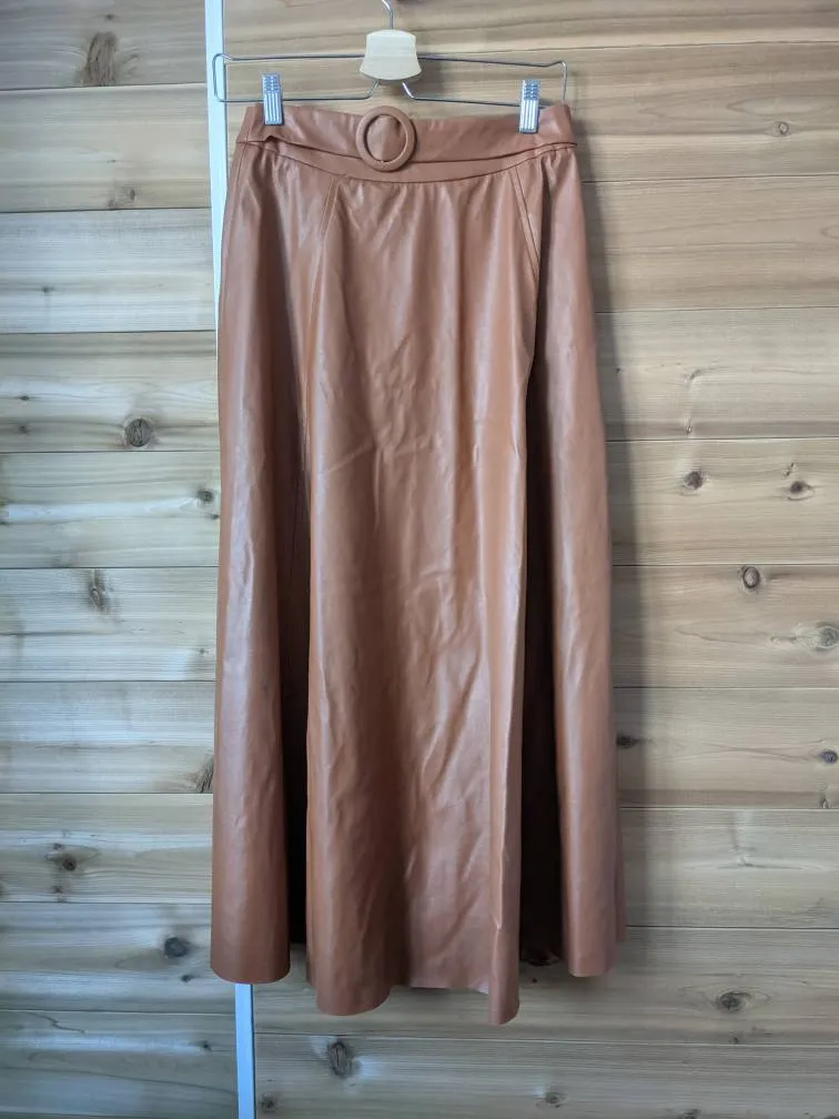 Brown Faux Leather Maxi Skirt photo 1