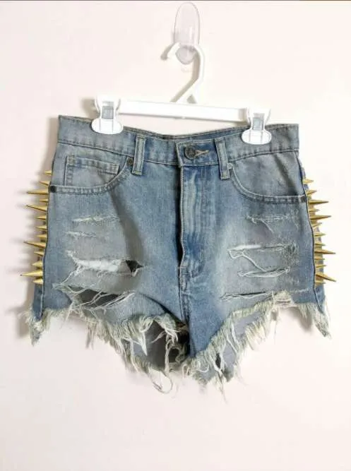 Ripped Jean Spiked Shorts photo 1