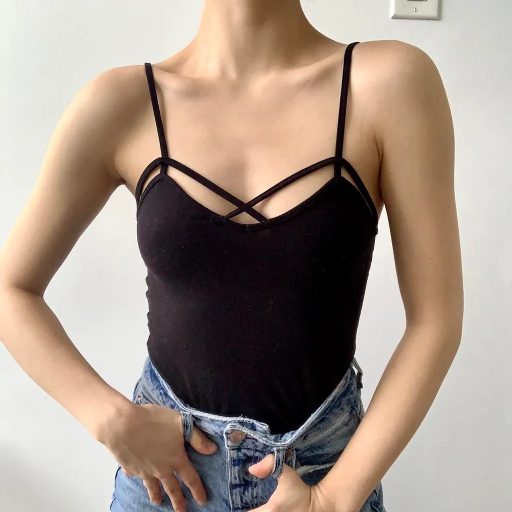 Black Tank with Bralette Detail photo 1
