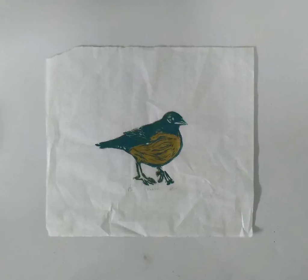 Linocut Bird Print photo 1
