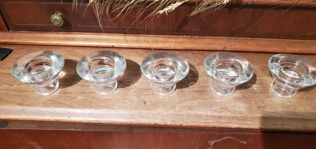 Glass Tealight/Taper Holders - 5 photo 1