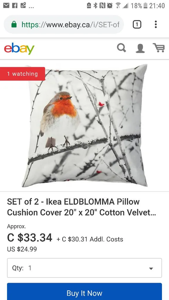 New - Sealed Never Used Cushion Cover -cotton- Bird Pic photo 1