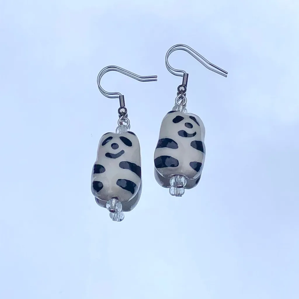 Handmade Glass Panda Earrings 🐼 photo 1
