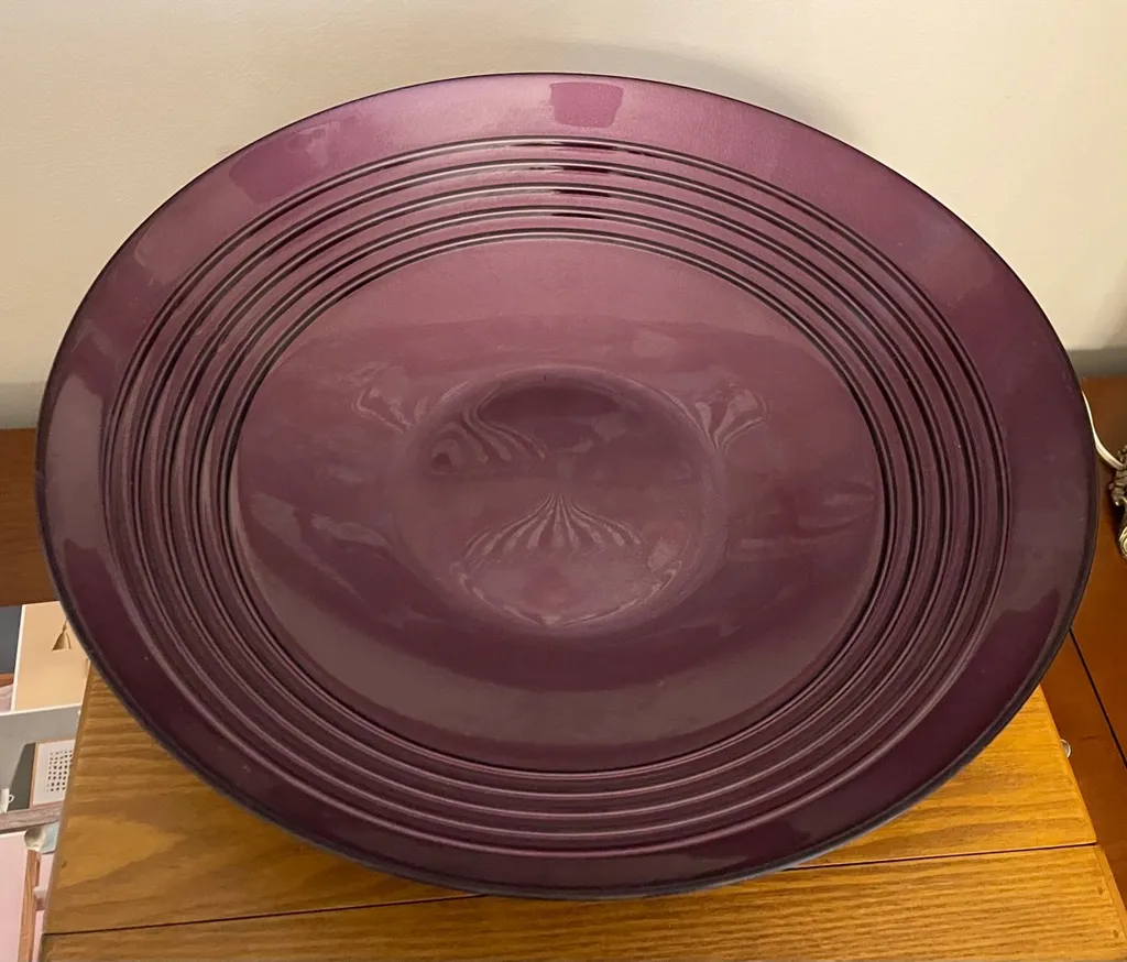 Large purple glass decorative bowl photo 1