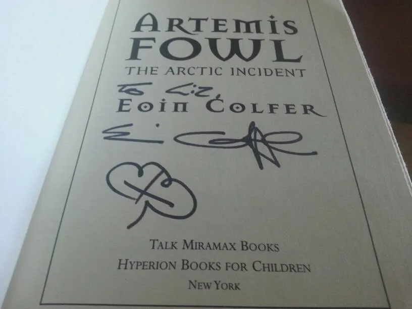 To Liz, From Eoin Colfer: Autographed Hardcover Copy Of "Arte... photo 1