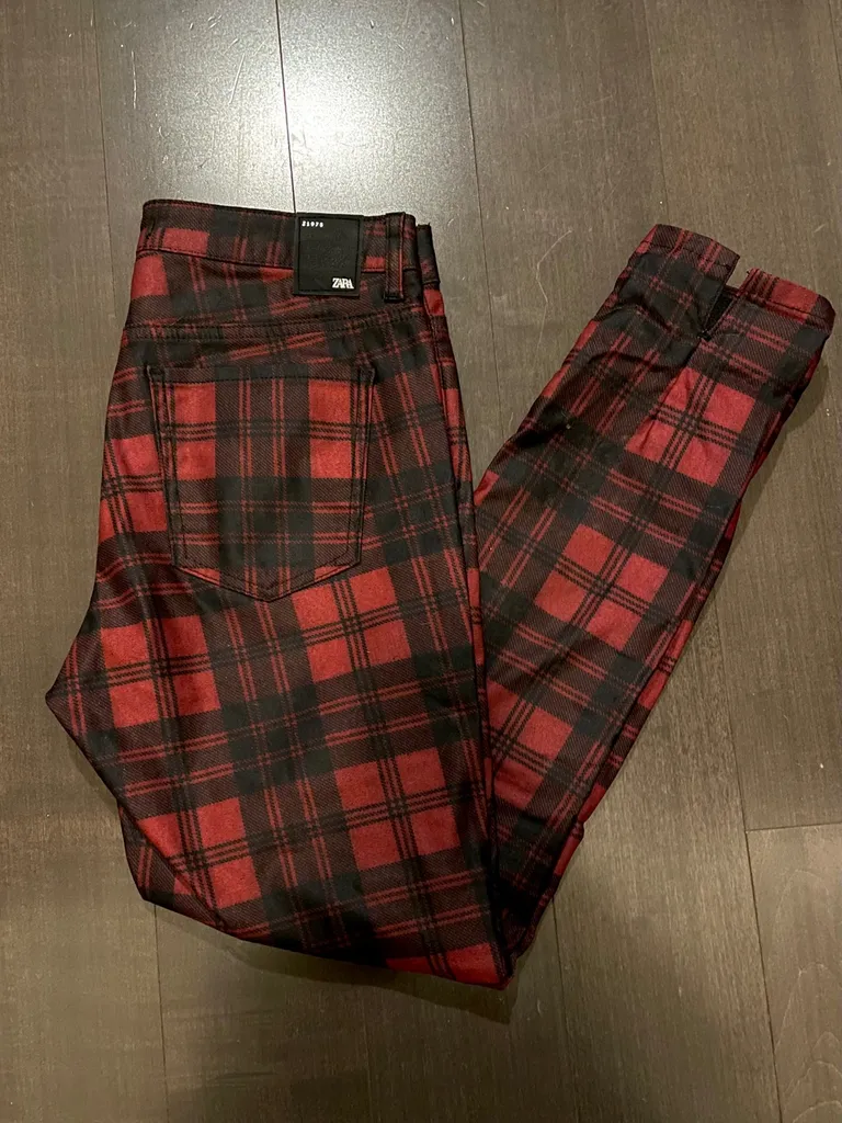 Zara Plaid Jeans size 27 photo 1