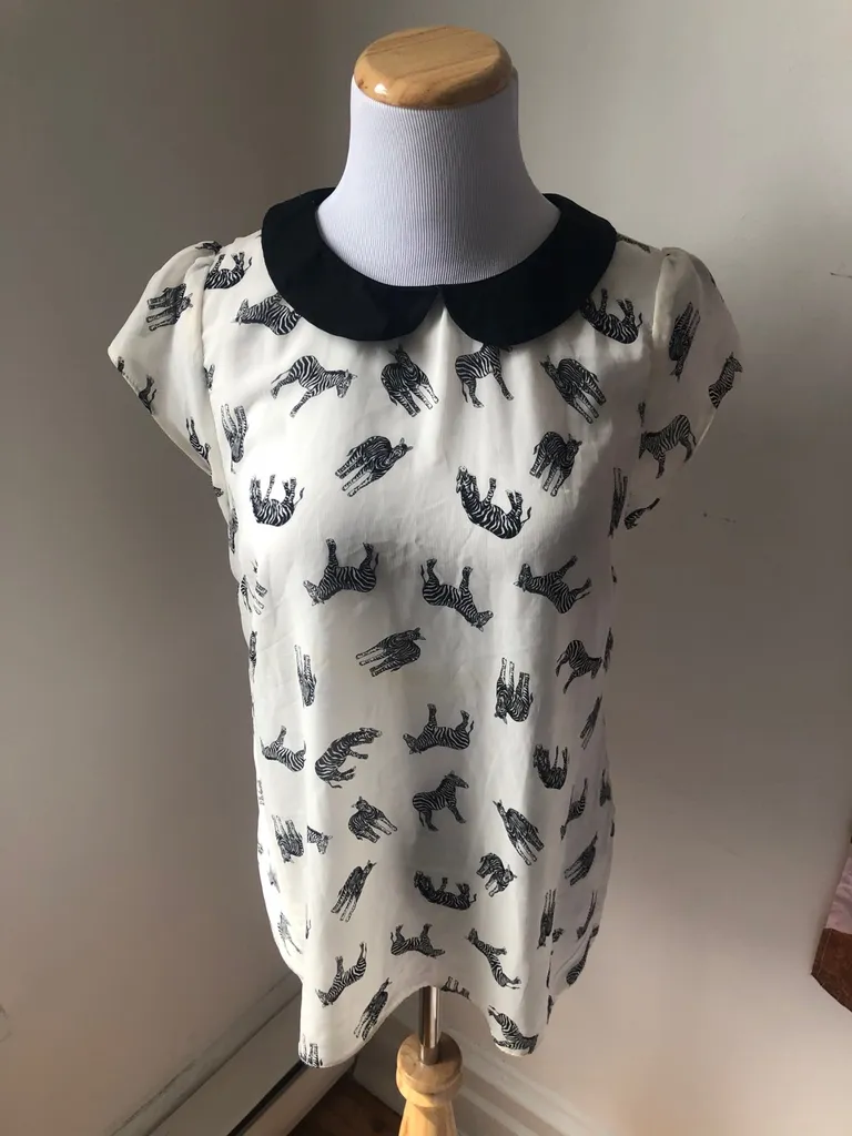 Cute Zebra Blouse Size Medium photo 1