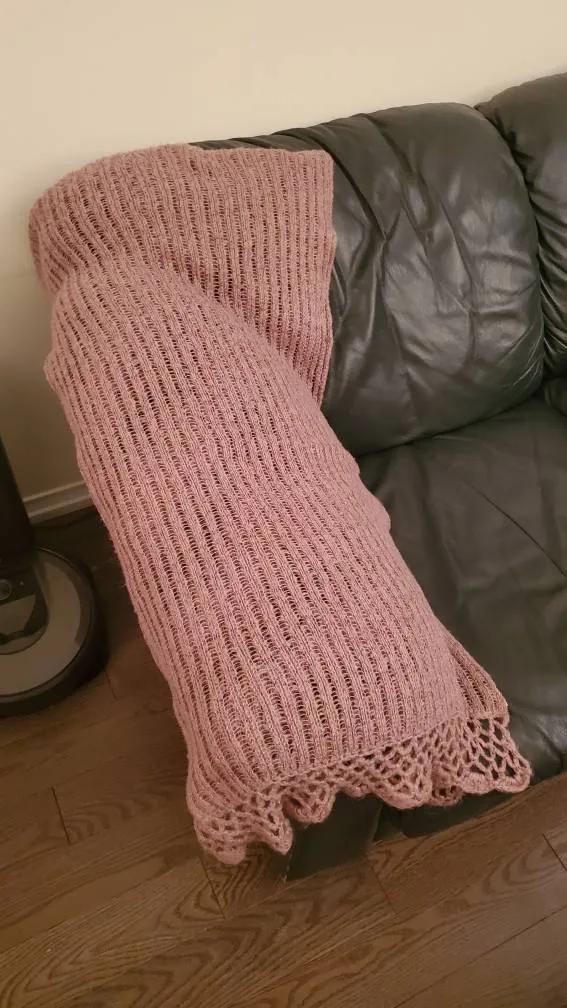 Long Dark Blush Knitted Scarf photo 1