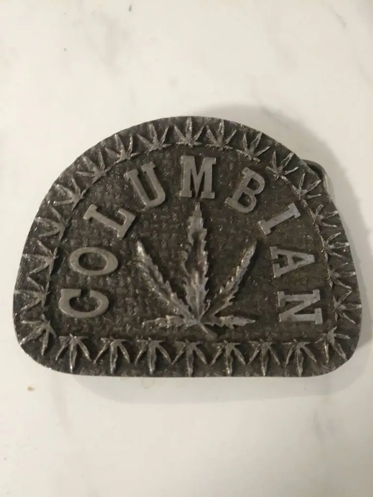 Vintage Columbian Marijuana Belt Buckle photo 1