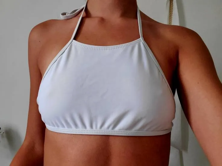 White Halter Swim Top photo 1