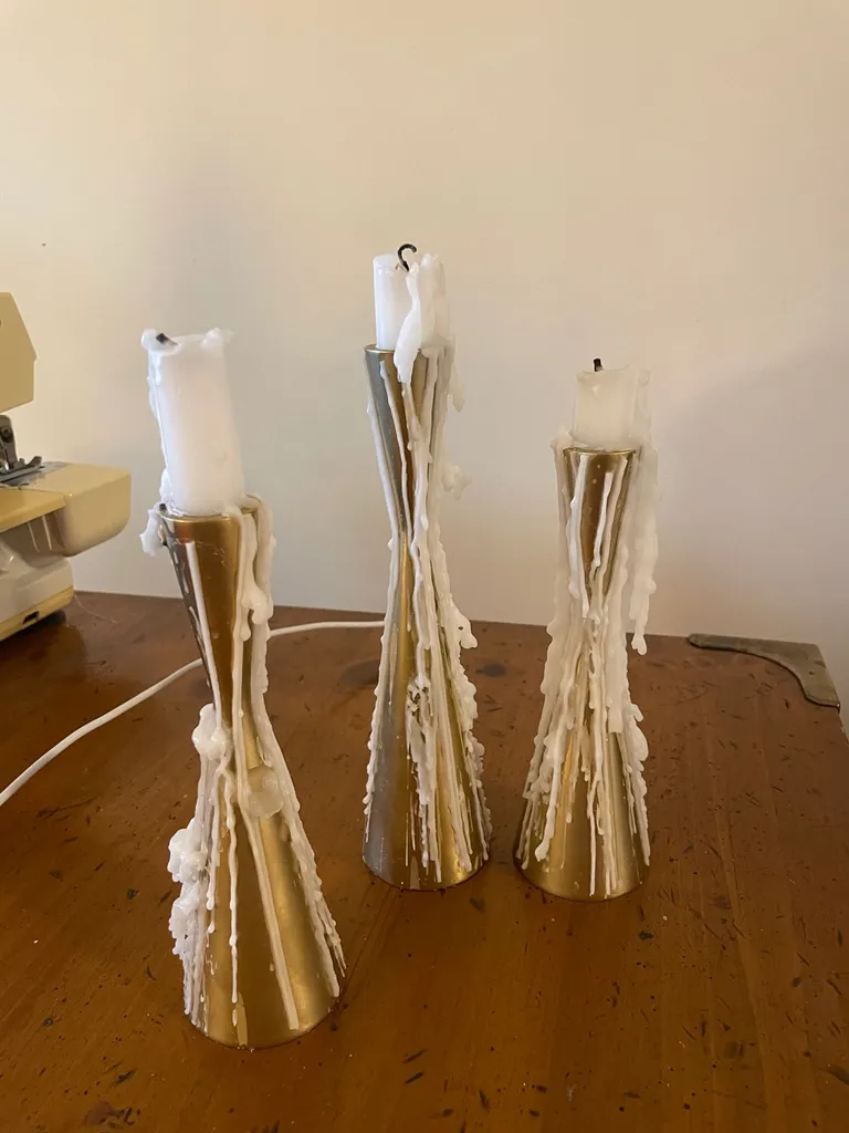 Gold Spray Painted Candle Sticks (with Candles) photo 1