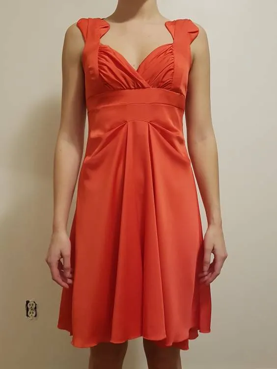Coral Silk Dress photo 1