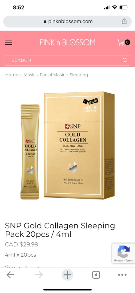 SNP GOLD COLLAGEN SLEEPING PACK photo 1