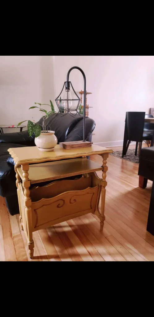 MCM Vintage 1950's Solid Oak Rustic Magazine Rack/Side Table photo 1