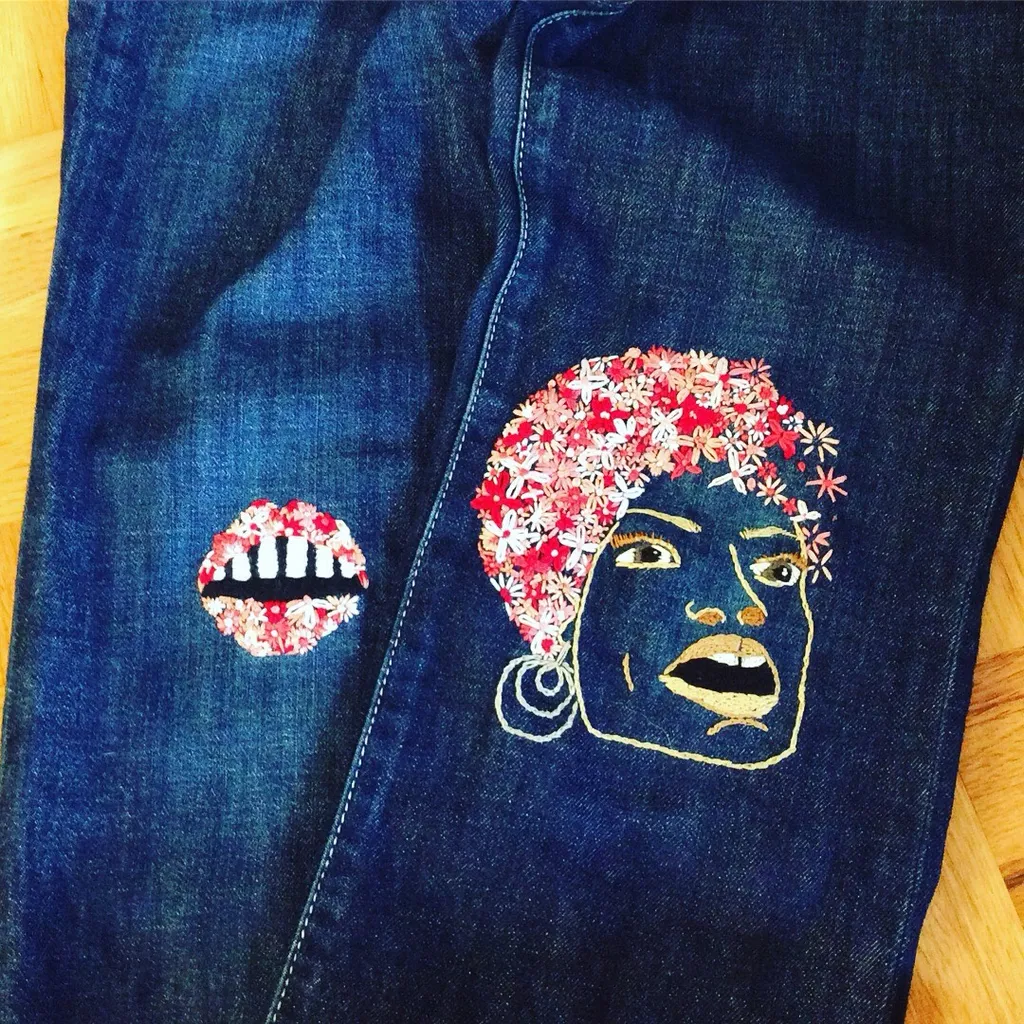 Jeans W/ Embroidered Knees photo 1