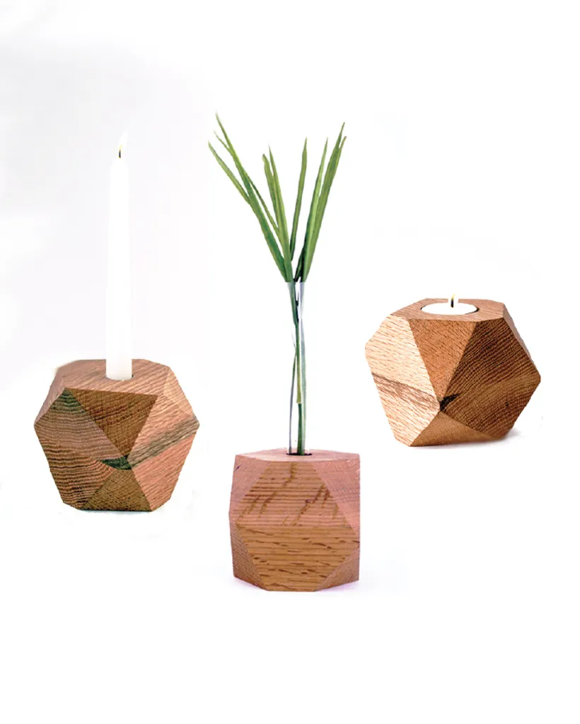 Double-sided Geometric Candle Holder + Bud Vase photo 1