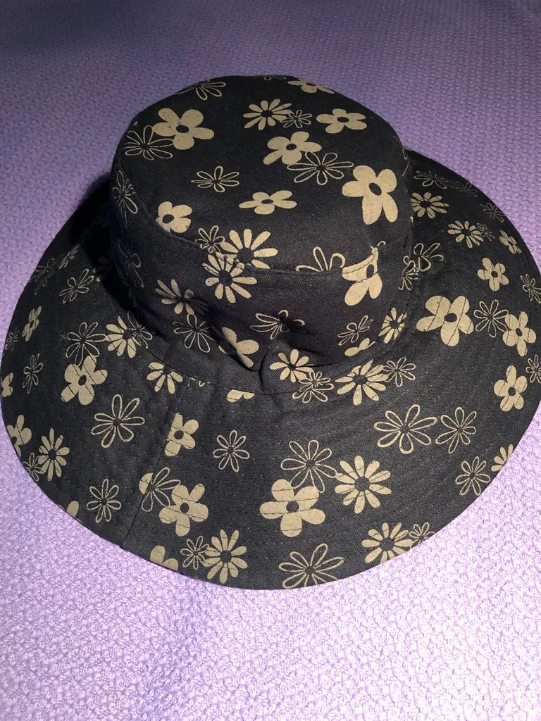 Linen Cotton Flowered Wide Brim Sun Hat photo 1