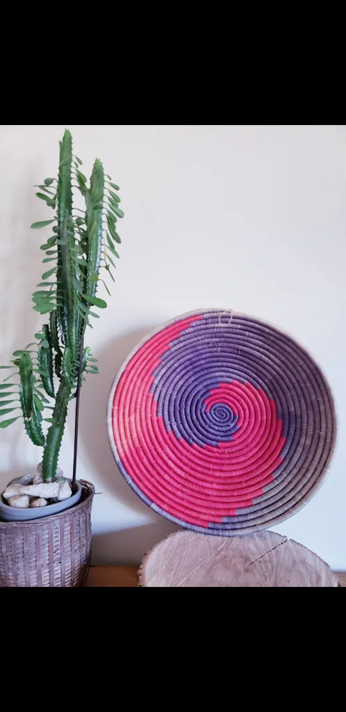 Woven African Basket - Burundi Sisal Coil Weave Bowl photo 1