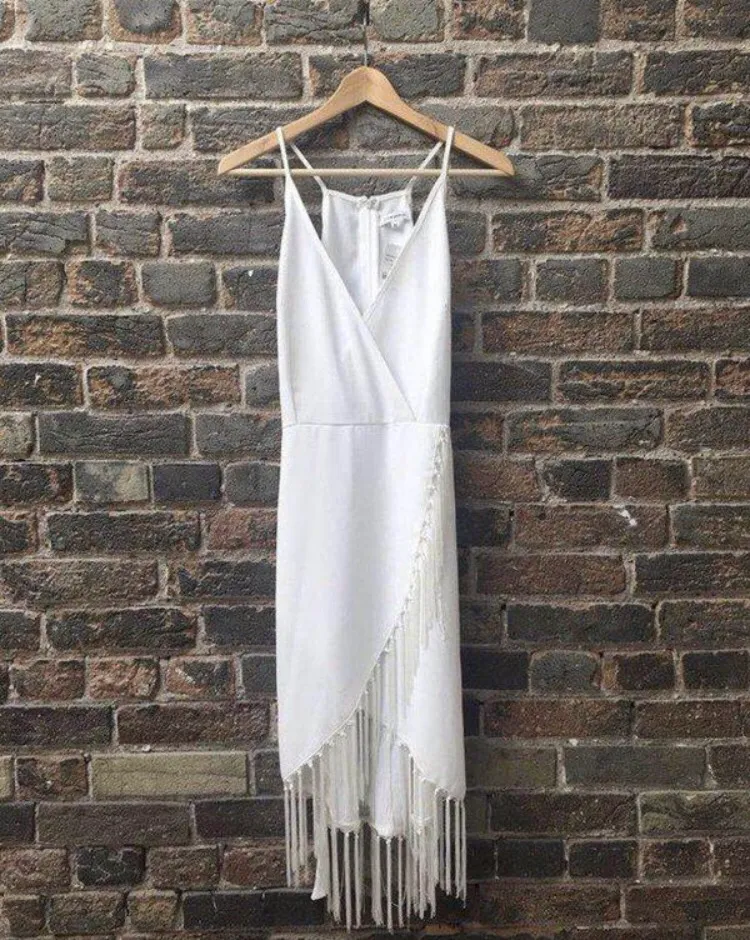 BNWT White Fringe Dress photo 1