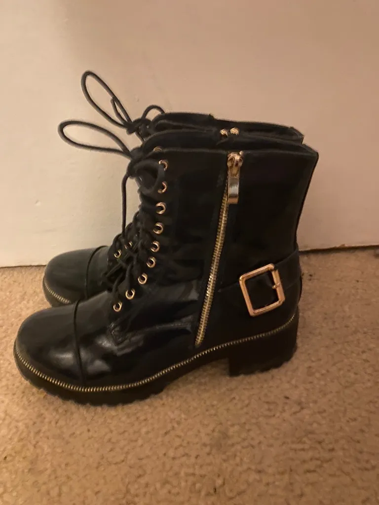 Navy Combat Boots - Size 8.5 photo 1