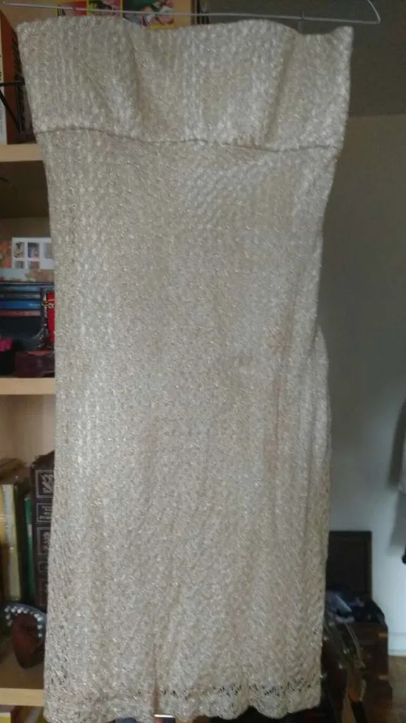 Gold Dress, White Silk Lining, Size 6 photo 1