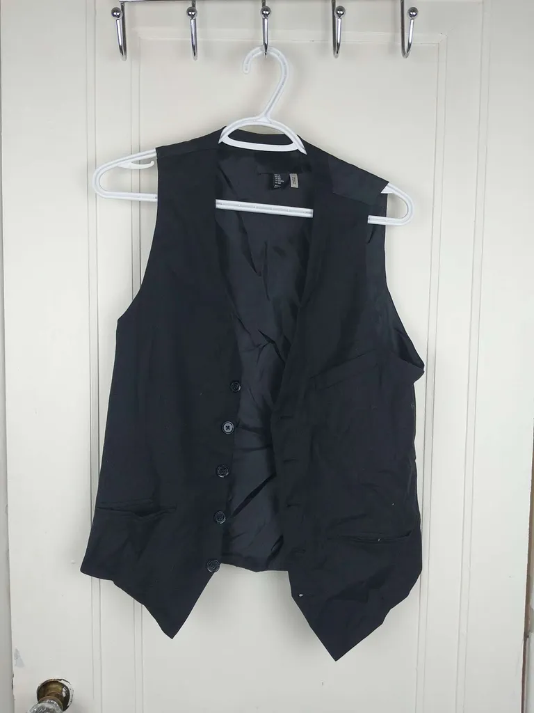 H&M black mens vest/ waistcoat - size 36 photo 1