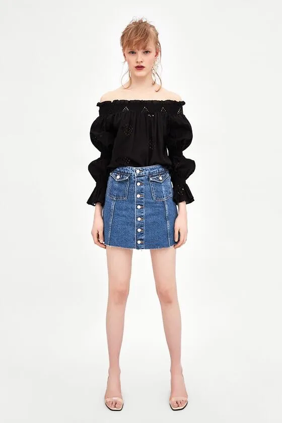 High-Waist Denim Skirt photo 1