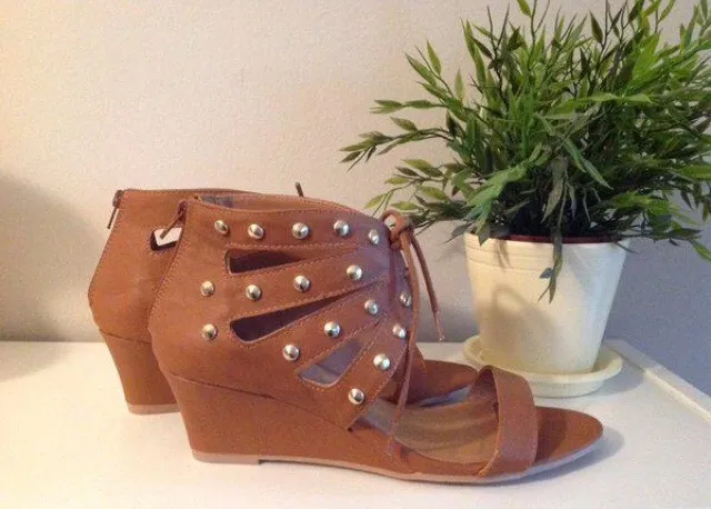 Brown Studded Wedges photo 1