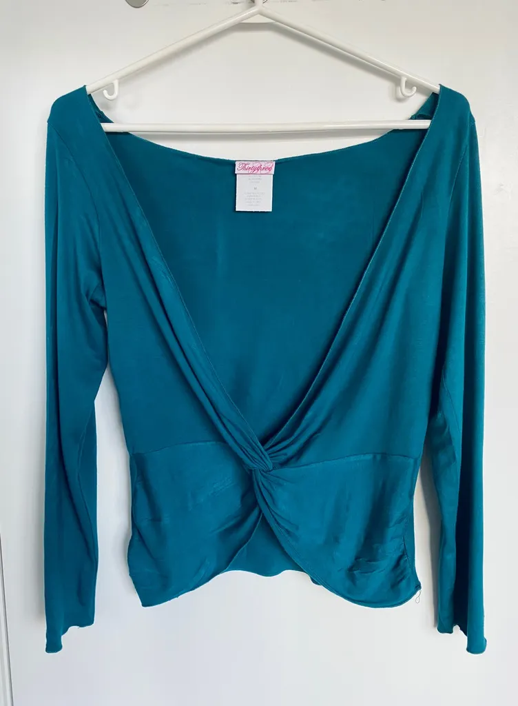 Reversible Teal Twist Long Sleeve Top photo 1