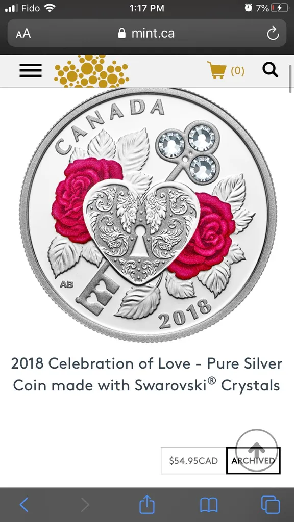 2018 Celebration of Love Silver Coin Swarovski Crystals photo 1