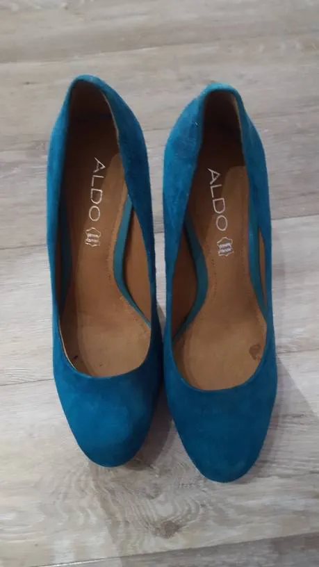 Aldo Teal Suede Heels photo 1