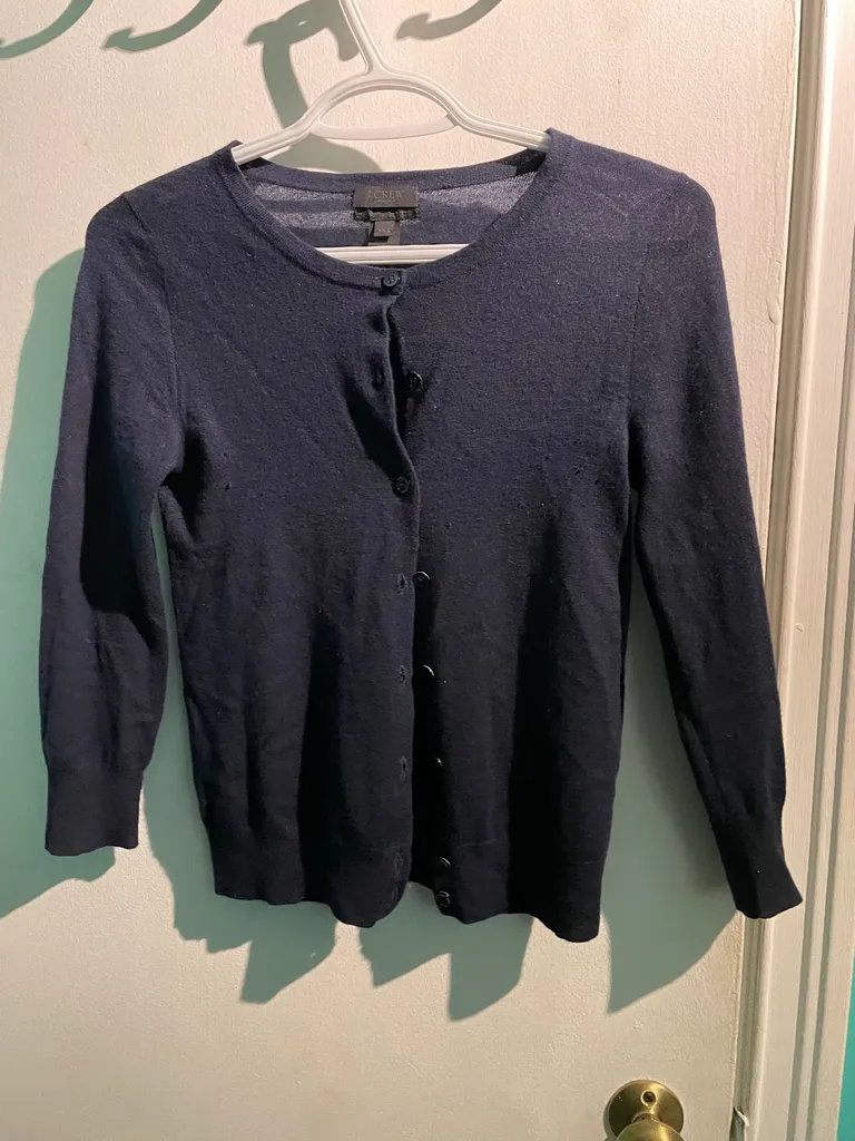 J. Crew XXS Navy Cardigan photo 1