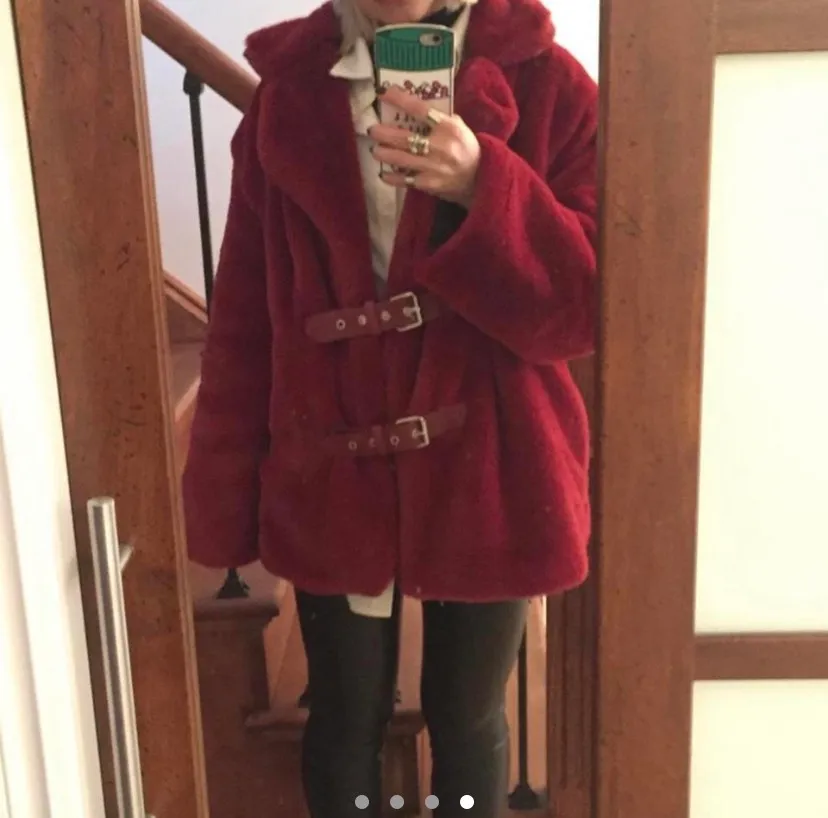 Red Spring/ Fall Faux Fur Coat photo 1